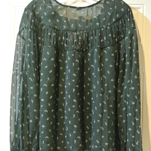 WOMENS 3X HUNTER GREEN OLD NAVY LONG SLEEVE BLOUSE - Picture 4 of 4